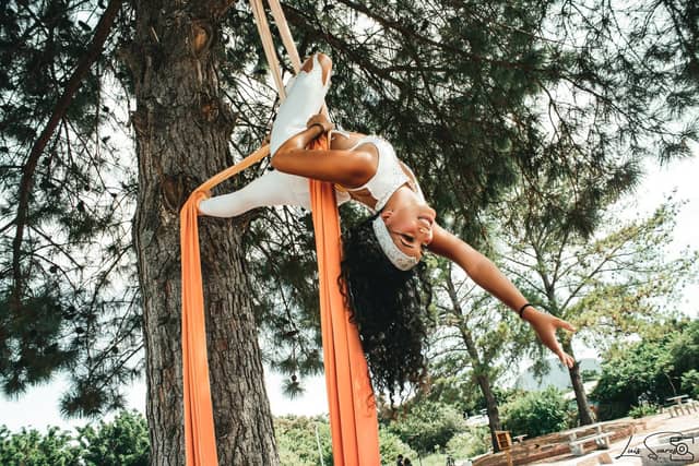 Aerial Yoga in the Pines